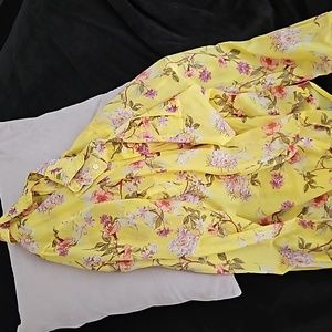 Lauren Ralph Lauren LRL Floral Yellow button Front Blouse Top Women's Size XL